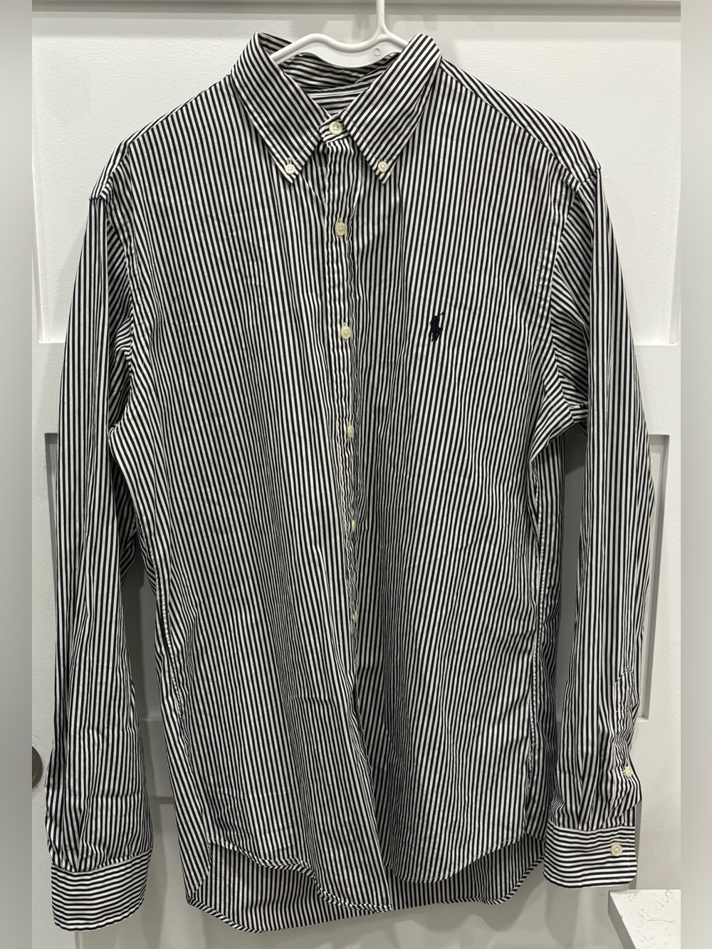 Ralph Lauren Black and White Vertical Stripe Button-Down Shirt